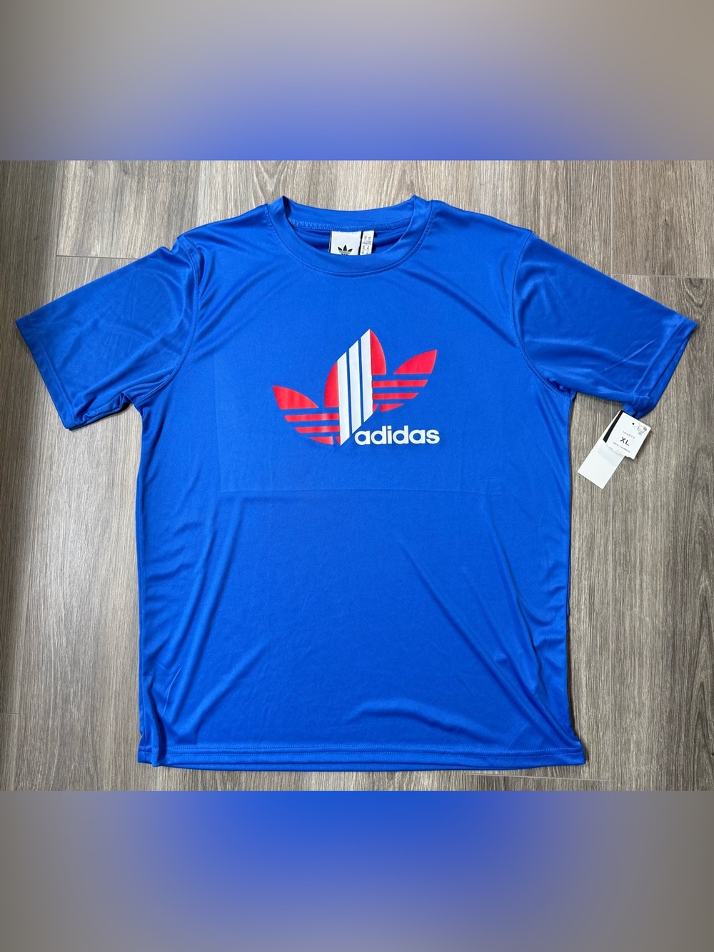 Adidas Trefoil Logo Shirt Mens XL Royal Blue Red White NWT Soccer Sports
